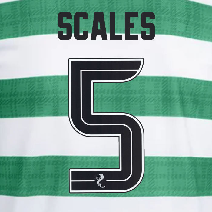 2025 2026 Celtic SCALES 5 WHITE HOME OFFICIAL PLAYER SIZE NAMESET