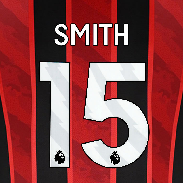 2025 2026 BOURNEMOUTH SMITH 15 WHITE HOME PLAYER SIZE NAME SET