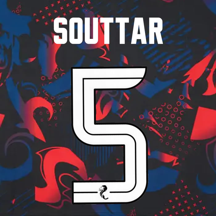 2024 2025 Rangers SOUTTAR 5 WHITE 3RD OFFICIAL PLAYER SIZE NAMESET