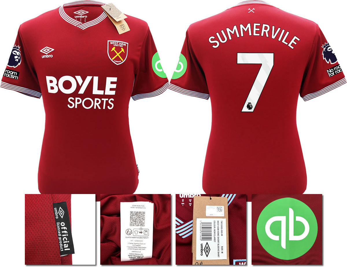 BNWT 2025 2026 WEST HAM HOME SHIRT SUMMERVILLE 7 MEN'S