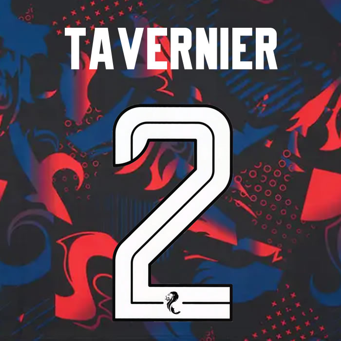 2024 2025 Rangers TAVERNIER 2 WHITE 3RD OFFICIAL PLAYER SIZE NAMESET