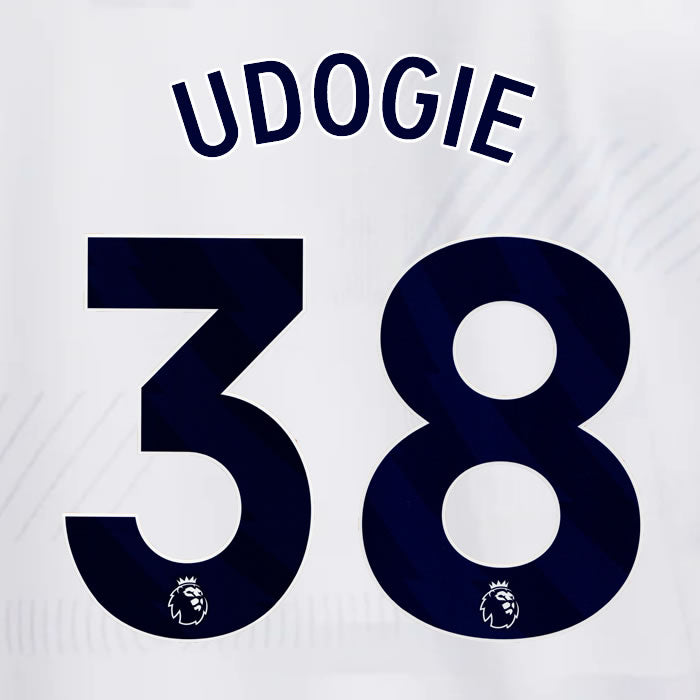2023 2024 OFFICIAL TOTTENHAM HOTSPUR UDOGIE 38 HOME PLAYER SIZE NAME SET