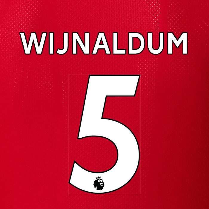 2019 2020 LIVERPOOL WIJNALDUM 5 WHITE HOME OFFICIAL PLAYER SIZE NAME SET