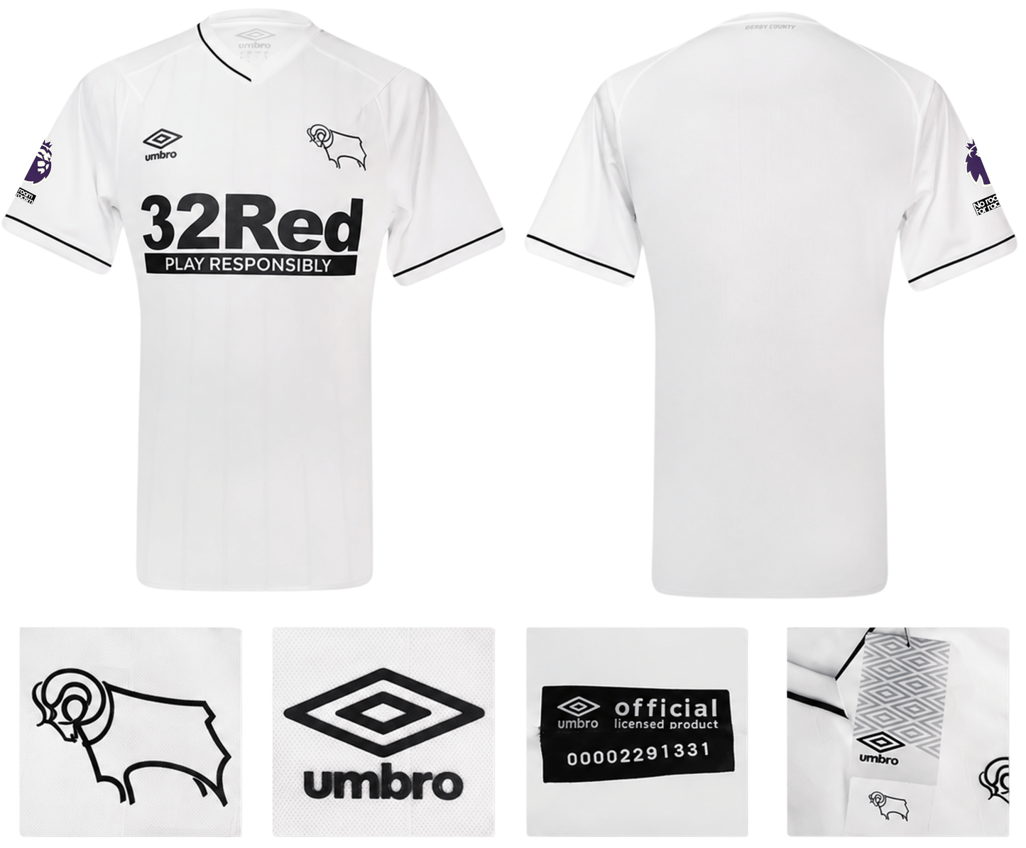 BNWT 2020 2021 DERBY HOME UMBRO FOOTBALL SHIRT PERSONALISED MEN'S