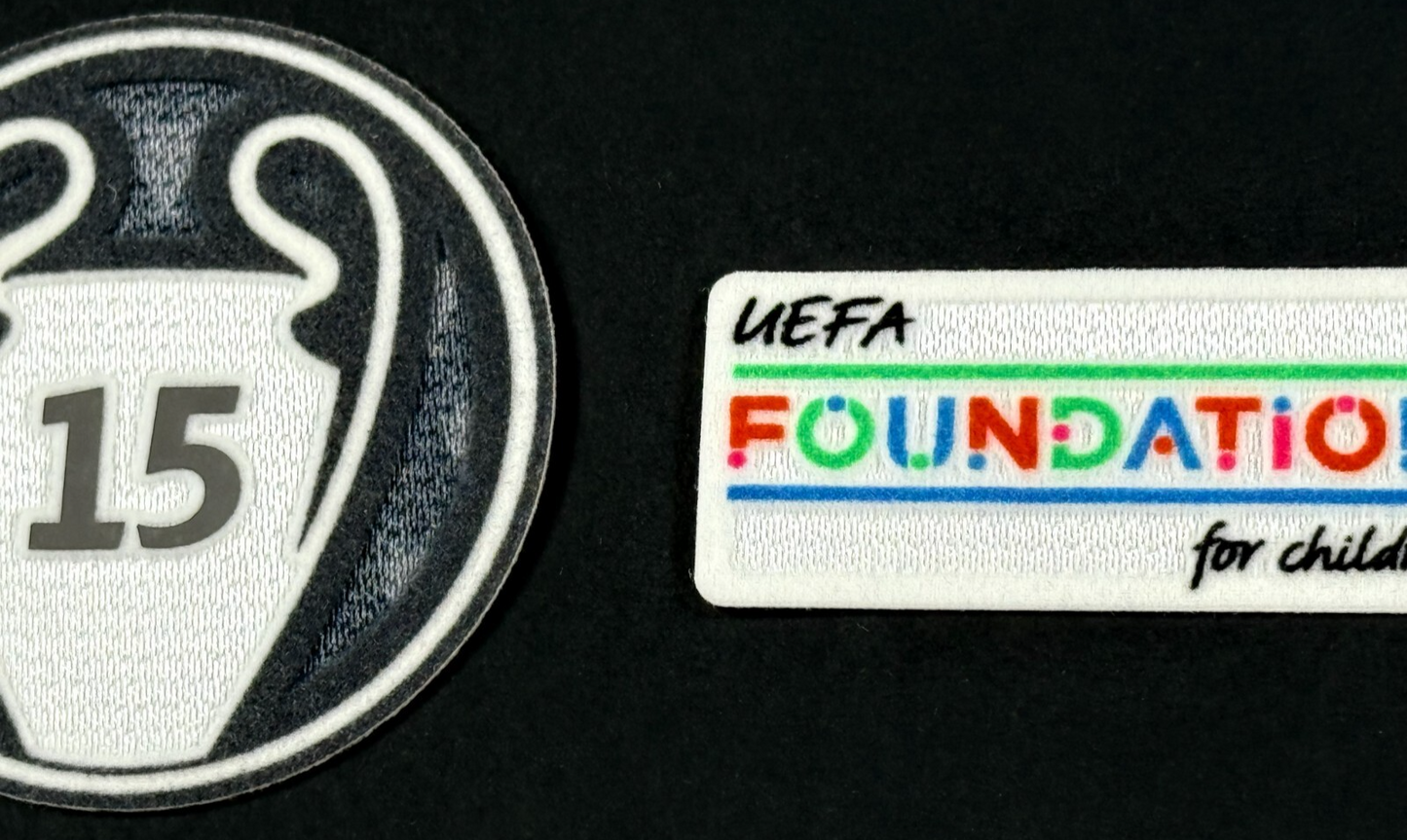 REAL MADRID 15 X  SLEEVE PATCH + 10 YEARS UEFA FOUNDATION PATCH  OFFICIAL