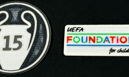 REAL MADRID 15 X  SLEEVE PATCH + 10 YEARS UEFA FOUNDATION PATCH  OFFICIAL