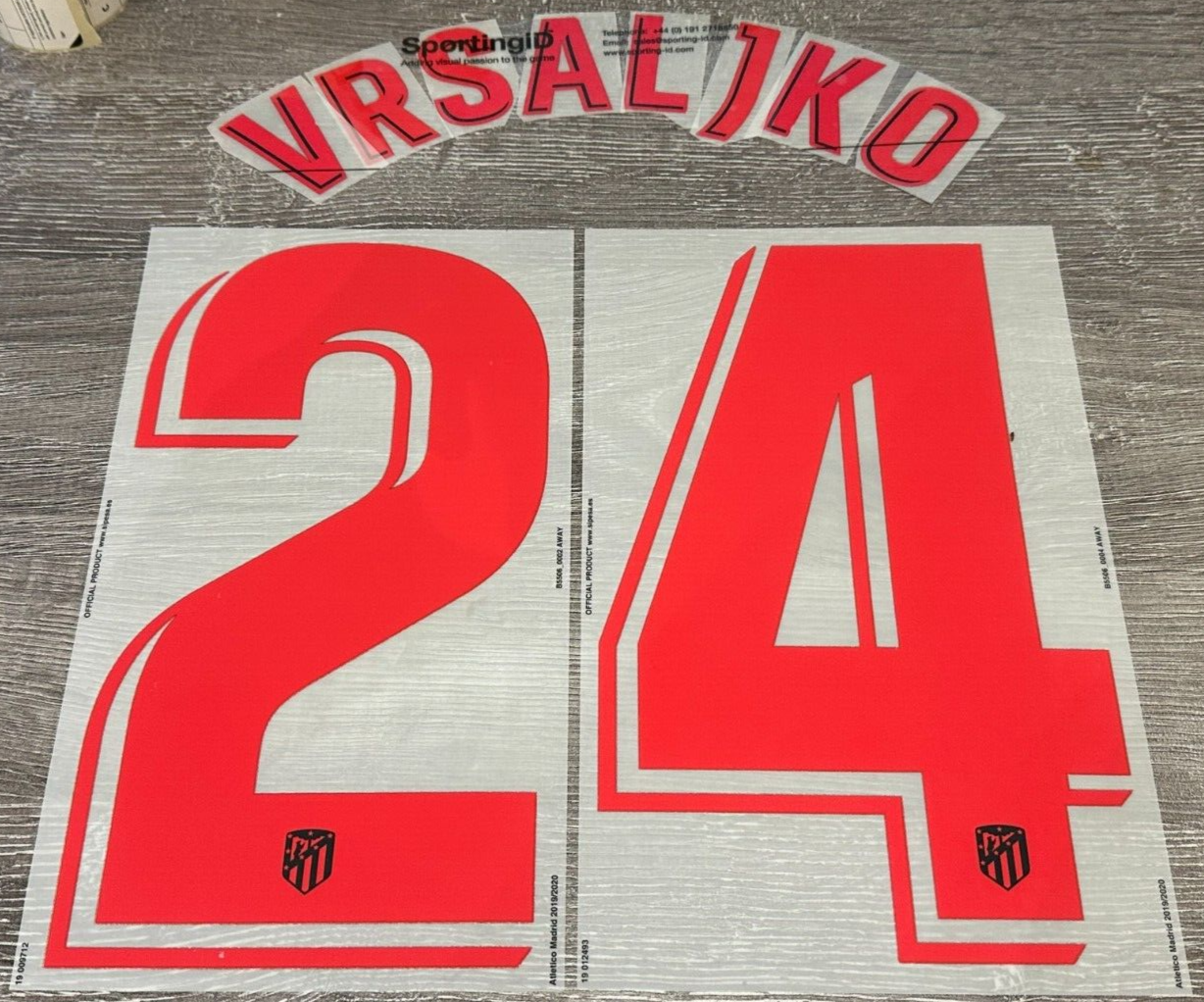 2019 2020 OFFICIAL ATLETICO MADRID VRSALJKO 24 AWAY PLAYER SIZE NAMESET
