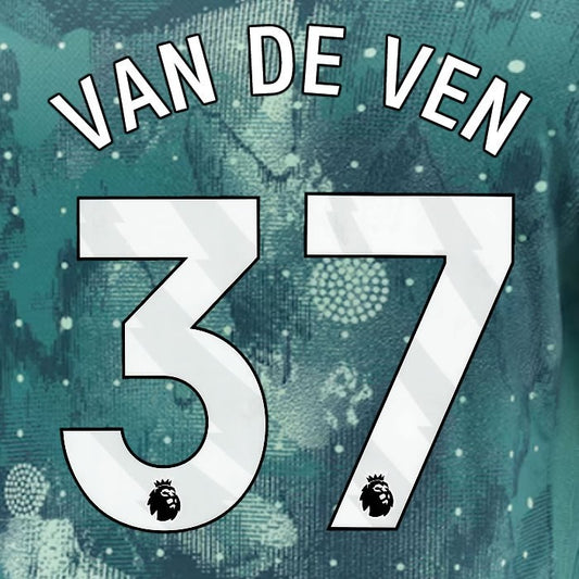 2024 2025 TOTTENHAM VAN DE VEN 37 WHITE 3RD PLAYER SIZE NAME SET