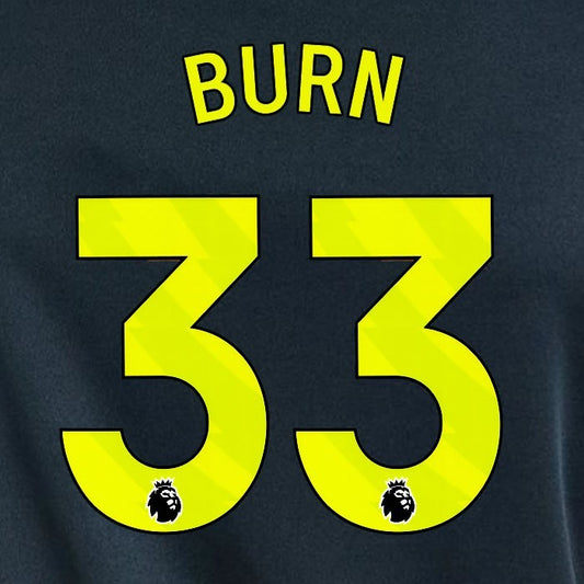 2023 2024 NEWCASTLE BURN 33 OFFICIAL YELLOW 3rd PLAYER SIZE NAME SET