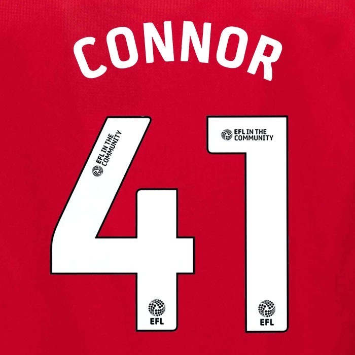 25 26 MIDDLESBROUGH CONNOR 41 OFFICIAL WHITE HOME PLAYER SIZE NAME SET 230MM