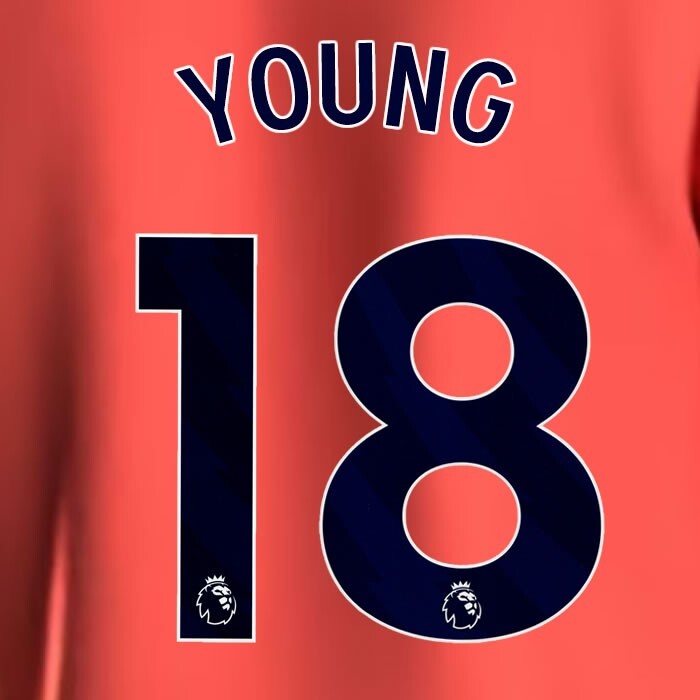 2023 2024 EVERTON YOUNG 18 OFFICIAL BLUE AWAY PLAYER SIZE NAMESET