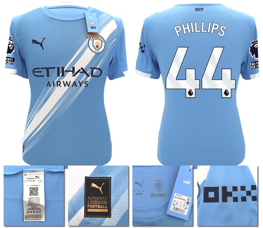 BNWT 25 26 MAN CITY PUMA HOME PHILLIPS 44 + PATCHES FOOTBALL SHIRT