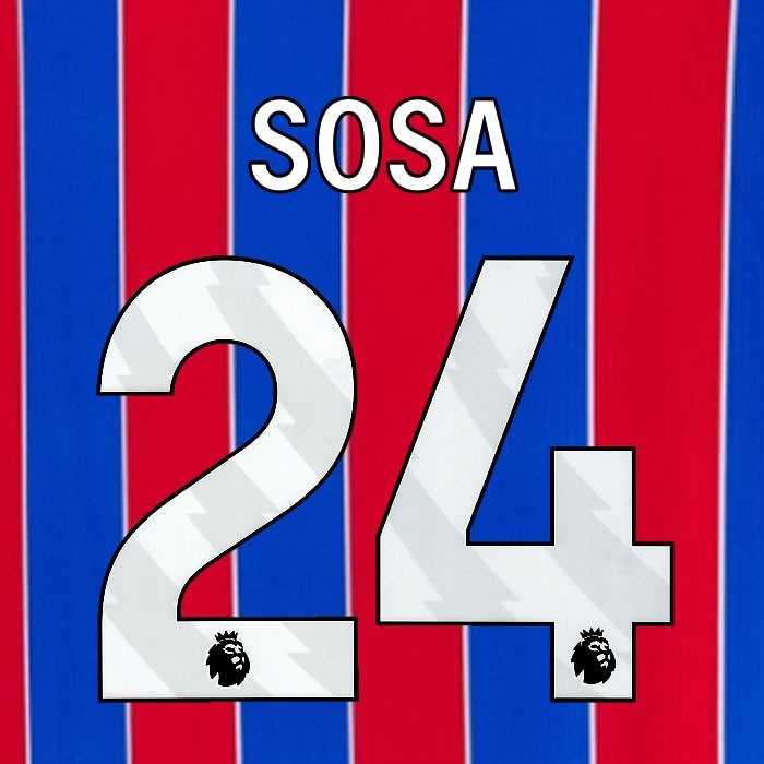 2025 2026 OFFICIAL CRYSTAL PALACE SOSA 24 WHITE HOME PLAYER SIZE NAMESET