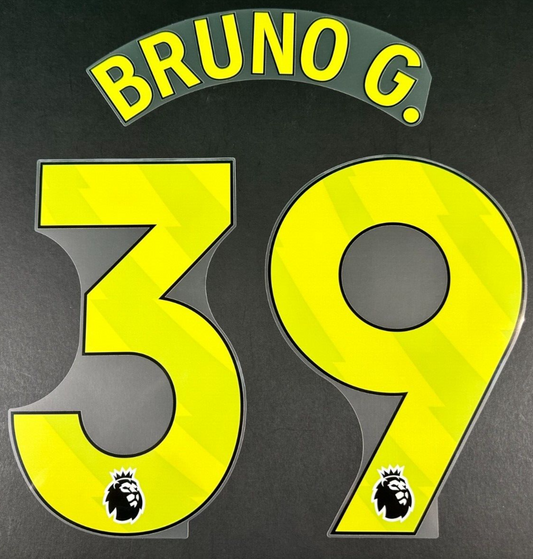 NEWCASTLE UNITED 23 25 BRUNO G. 39 OFFICIAL AVERY DENNISON YELLOW PLAYER SIZE