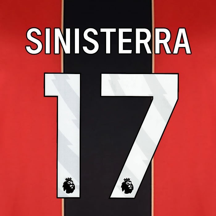 2024 2025 BOURNEMOUTH SINISTERRA 17 WHITE HOME PLAYER SIZE NAME SET