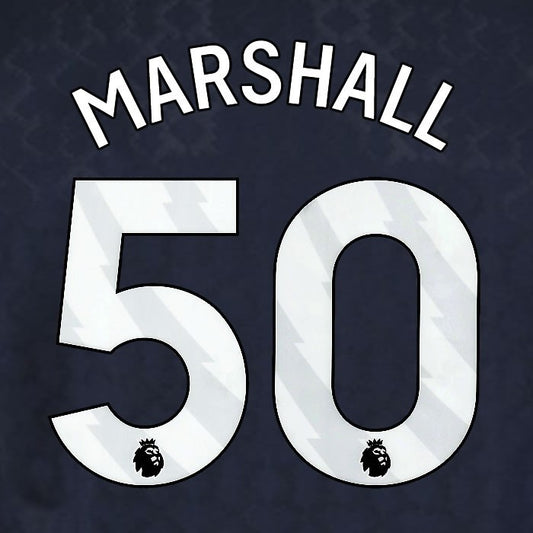 2025 2026 WEST HAM MARSHALL 50 OFFICIAL WHITE 3RD PLAYER SIZE NAMESET