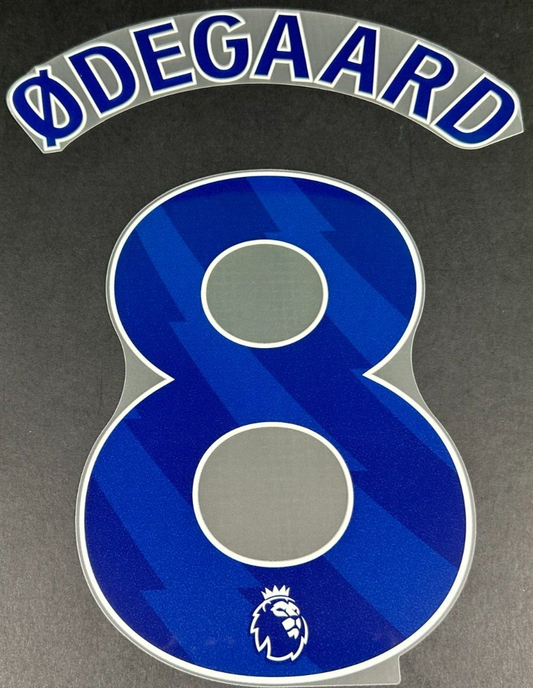 ARSENAL 2024/25 ODEGAARD 8 OFFICIAL AVERY DENNISON BLUE PLAYER SIZE NAME SET