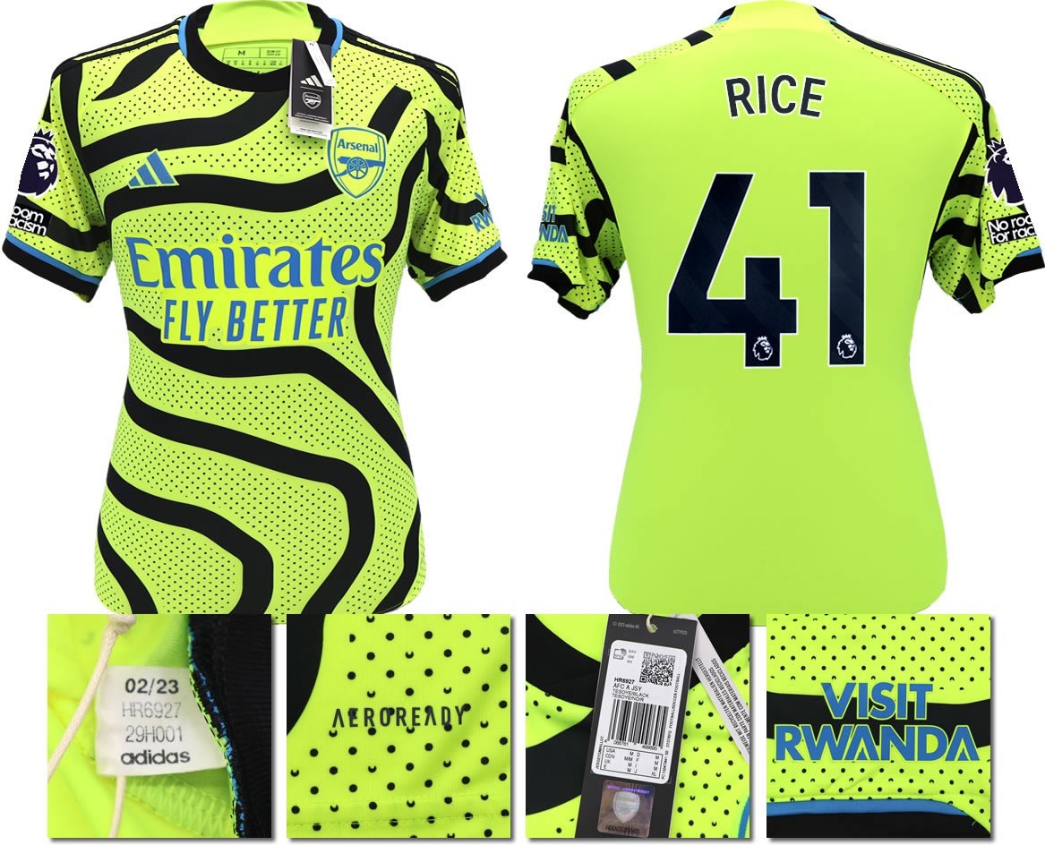 BNWT 2023 2024 ARSENAL F.C. ADIDAS AWAY SHIRT RICE 41 + PATCHES