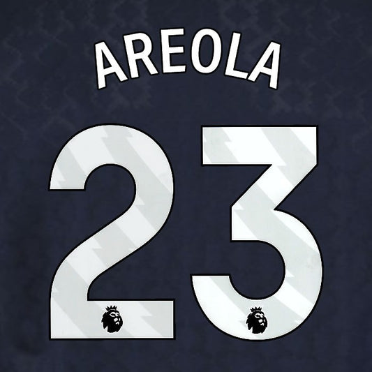 2025 2026 WEST HAM AREOLA 23 OFFICIAL WHITE 3RD PLAYER SIZE NAMESET
