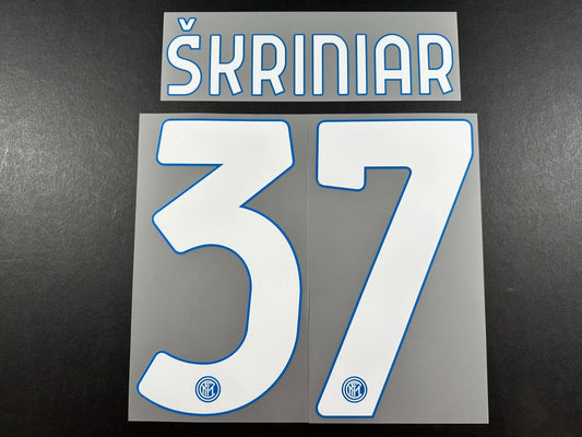 INTER MILAN 2020 2021 SKRINIAR 37 OFFICIAL HOME WHITE PLAYER SIZE NAMESET
