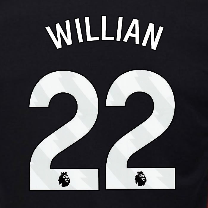 2024 2025 OFFICIAL FULHAM WILLIAN 22 WHITE AWAY PLAYER SIZE NAMESET