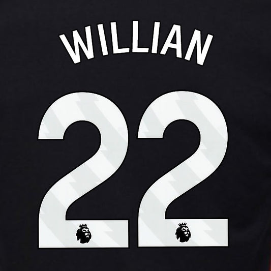 2024 2025 OFFICIAL FULHAM WILLIAN 22 WHITE AWAY PLAYER SIZE NAMESET