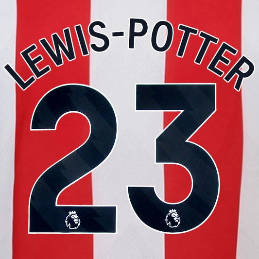 2024 2025 BRENTFORD LEWIS POTTER 23 OFFICIAL BLACK HOME PLAYER SIZE NAMESET
