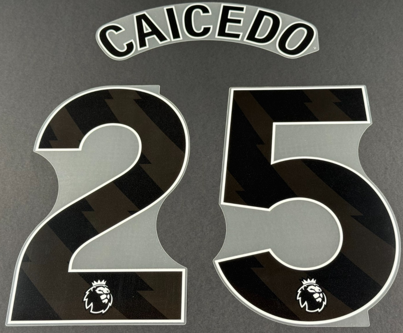 CHELSEA 2025 / 2026 CAICEDO 25 OFFICIAL AVERY DENNISON BLACK PLAYER SIZE SET