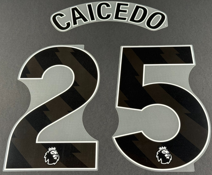 CHELSEA 2025 / 2026 CAICEDO 25 OFFICIAL AVERY DENNISON BLACK PLAYER SIZE SET