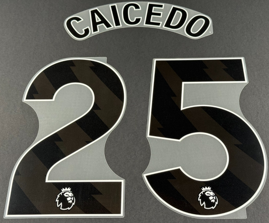 CHELSEA 2025 / 2026 CAICEDO 25 OFFICIAL AVERY DENNISON BLACK PLAYER SIZE SET