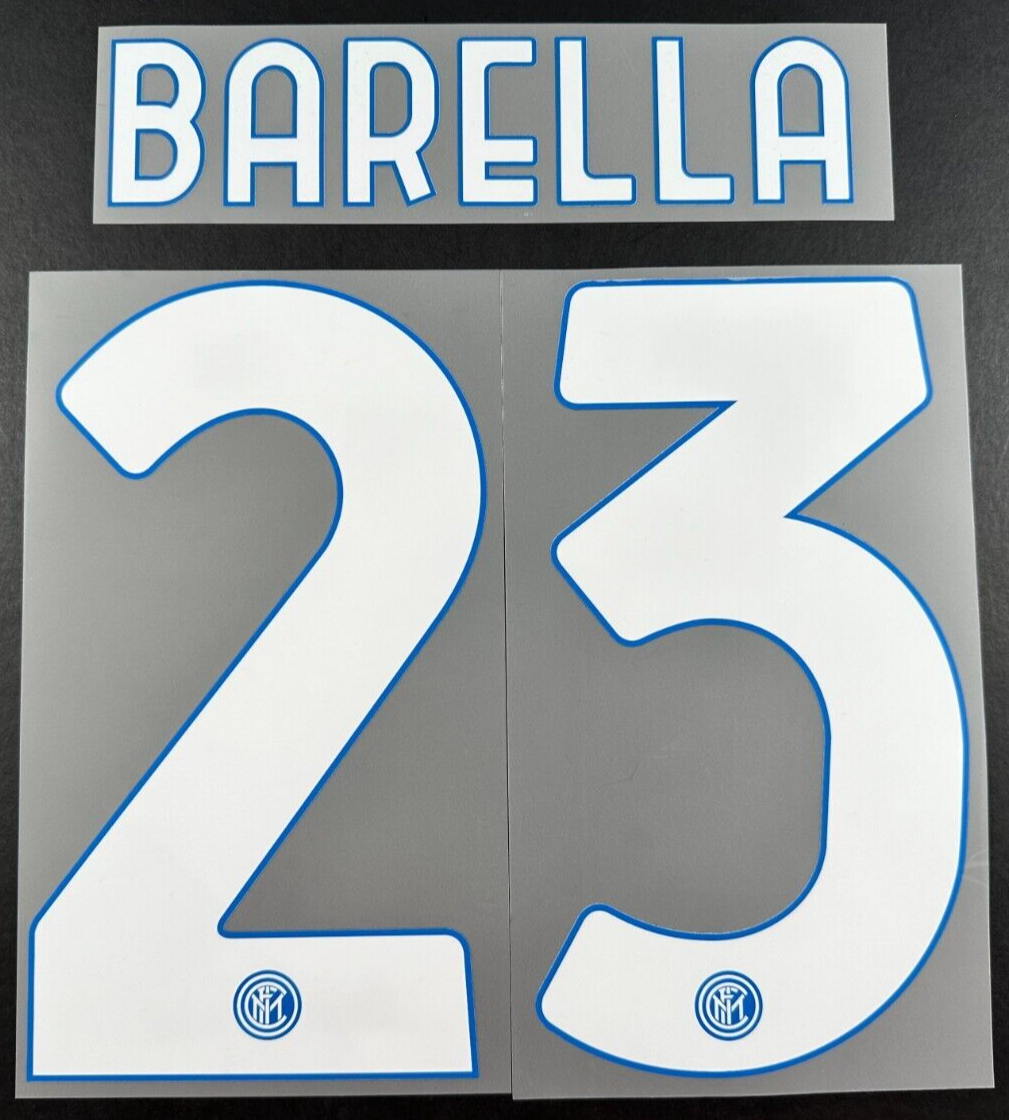 INTER MILAN 2020 2021 BARELLA 23 OFFICIAL HOME WHITE PLAYER SIZE NAMESET