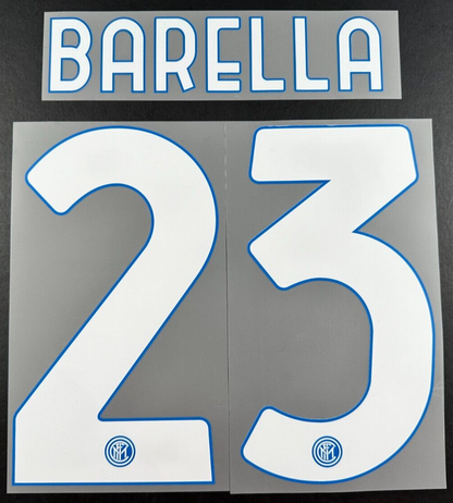 INTER MILAN 2020 2021 BARELLA 23 OFFICIAL HOME WHITE PLAYER SIZE NAMESET