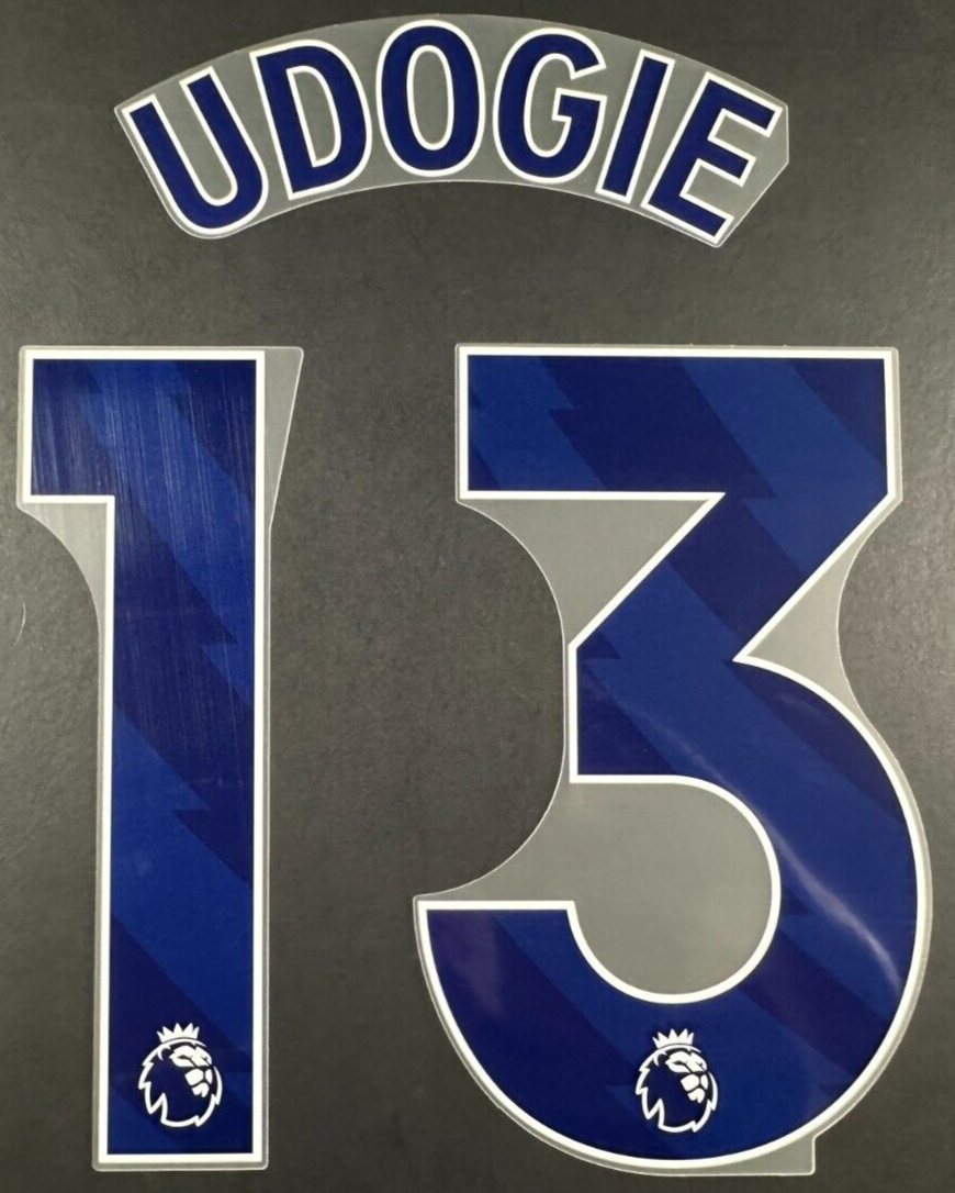 TOTTENHAM 2025 2026 UDOGIE 13 AVERY DENNISON BLUE PLAYER SIZE NAME SET