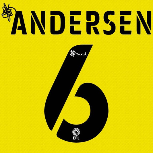 BARNSLEY 2020 2021 OFFICIAL ANDERSEN 6 3RD PLAYER SIZE NAME SET