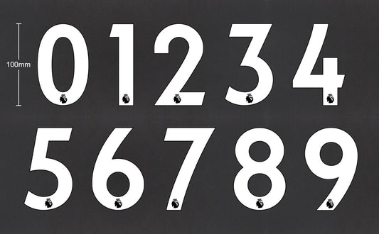 2019 - 2023 OFFICIAL AVERY DENNISON PREMIER LEAGUE WHITE SHORT NUMBERS