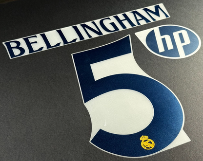 24/25 REAL MADRID BELLINGHAM 5 + HP PATCH OFFICIAL AWAY PLAYER SIZE NAME SET