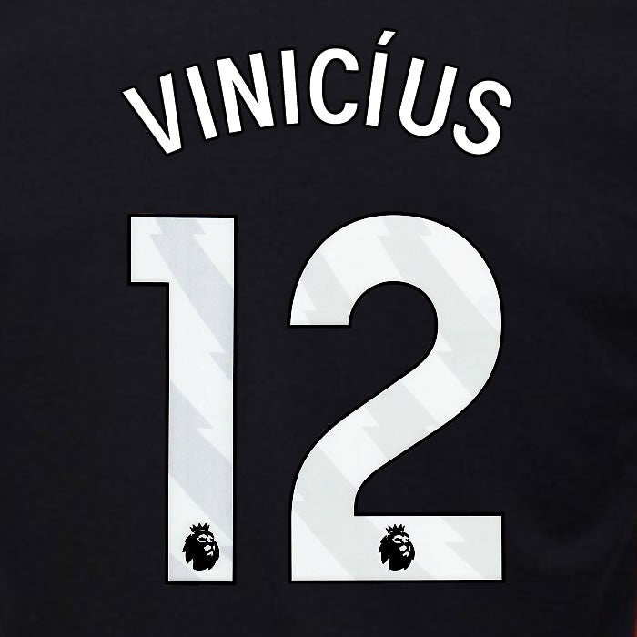 2024 2025 OFFICIAL FULHAM VINICIUS 12 WHITE AWAY PLAYER SIZE NAMESET