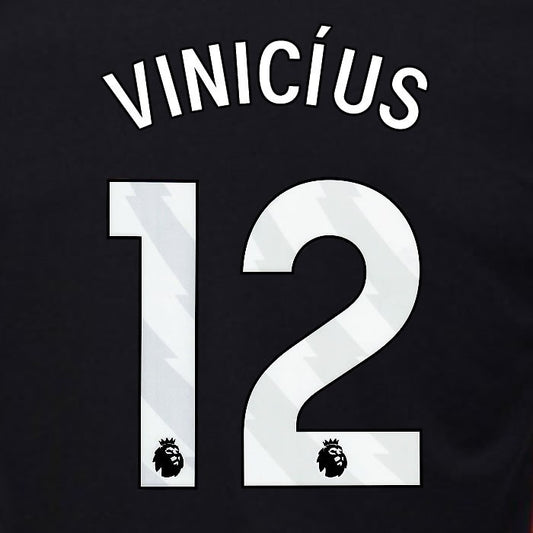 2024 2025 OFFICIAL FULHAM VINICIUS 12 WHITE AWAY PLAYER SIZE NAMESET