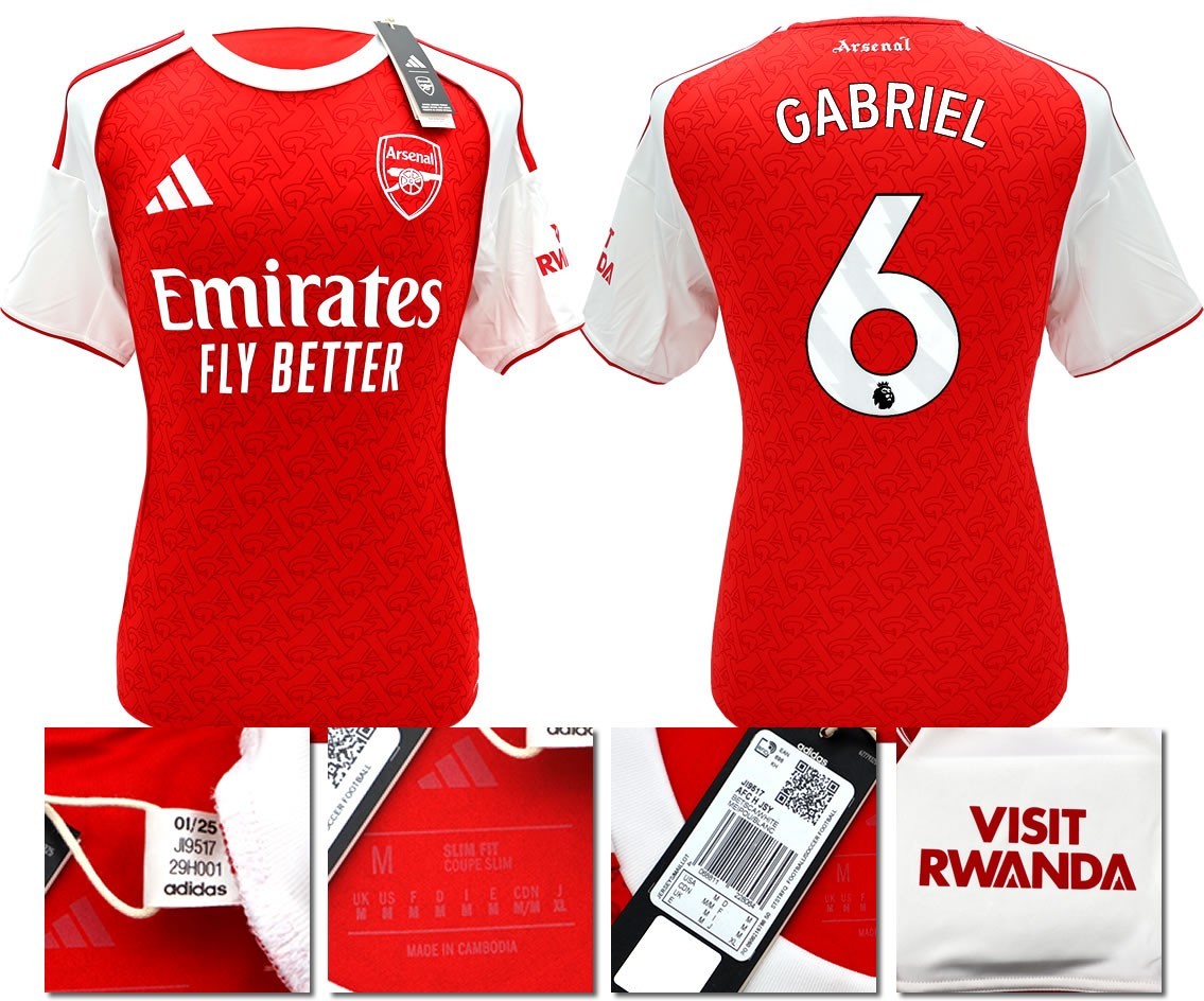 BNWT 2025 2026 ARSENAL ADIDAS HOME SHIRT GABRIEL 6 MEN'S SIZES