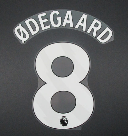 ARSENAL 2023/24 ODEGAARD 8 OFFICIAL AVERY DENNISON WHITE PLAYER SIZE NAME SET