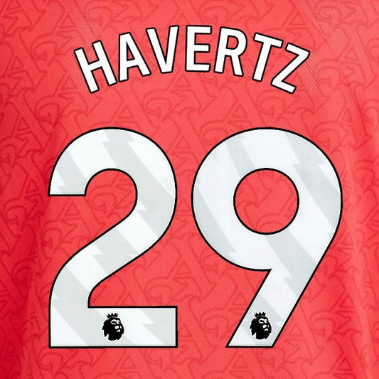 2025 2026 ARSENAL HAVERTZ 29 WHITE HOME OFFICIAL PLAYER SIZE NAMESET