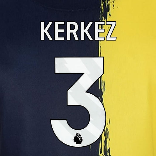 2023 2024 BOURNEMOUTH KERKEZ 3 WHITE 3rd PLAYER SIZE NAME SET