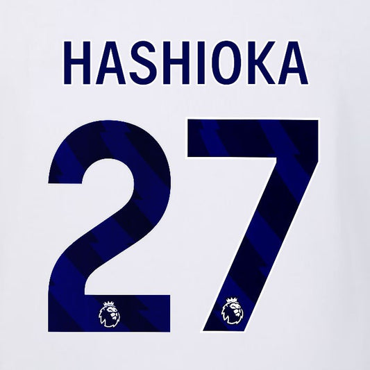 2023 2024 LUTON TOWN OFFICIAL HASHIOKA 27 BLUE AWAY PLAYER SIZE NAMESET