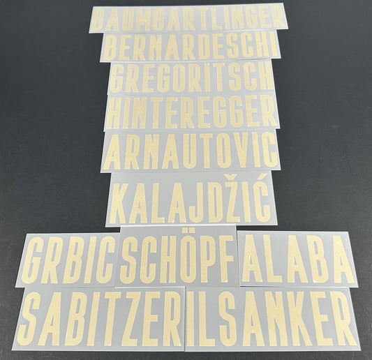 2020 2021 OFFICIAL STILSCREEN AUSTRIA AWAY GOLD PLAYER SIZE NAME BLOCKS 55MM
