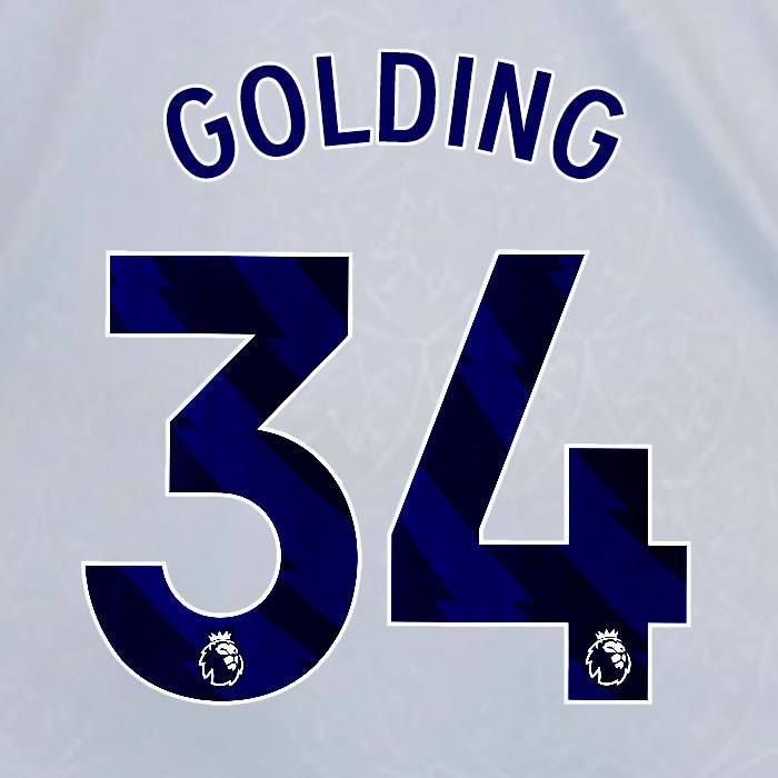 2024 2025 OFFICIAL LEICESTER CITY GOLDING 34 BLUE 3RD PLAYER SIZE NAME SET