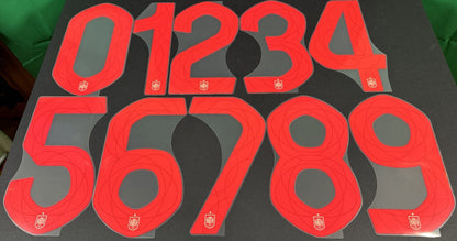 2024 2025 OFFICIAL AVERY DENNISON SPAIN AWAY RED BACK OF SHIRT NUMBERS 265MM