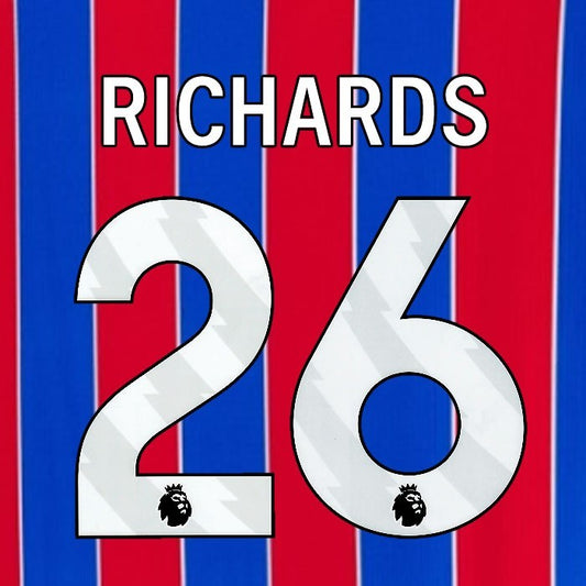 2025 2026 OFFICIAL CRYSTAL PALACE RICHARDS 26 WHITE HOME PLAYER SIZE NAMESET