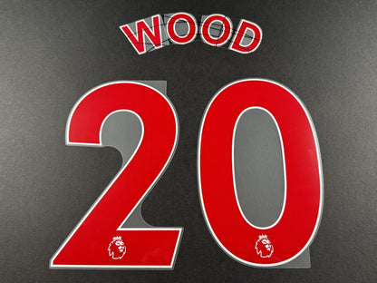 NEWCASTLE 2022-23 WOOD 20 OFFICIAL AVERY DENNISON RED PLAYER SIZE NAME SET