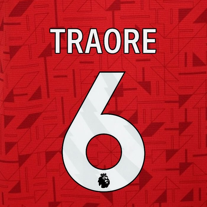2023 2024 WOLVES AWAY TRAORE 6 OFFICIAL WHITE PLAYER SIZE NAMESET