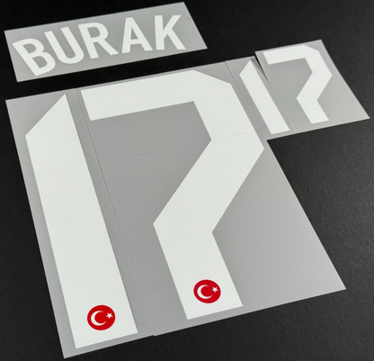 TURKEY 2020-2021 OFFICIAL BURAK 17 HOME WHITE PLAYER SIZE NAME SET
